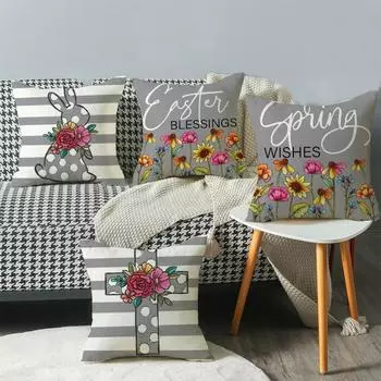 Подушка с изображением кролика из мультфильма, диванная подушка, украшение для гостиной, напечатанная подушка, не включает в себя сердцевину подушки 45*45cm