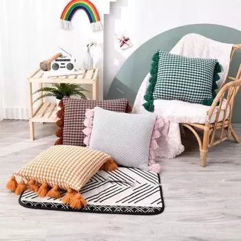 Подушка с кисточками, вязаная в стиле бохо, офисная подушка для дивана, поясная подушка, автомобильная подушка, домашняя вязаная большая подушка, простая With pillow core