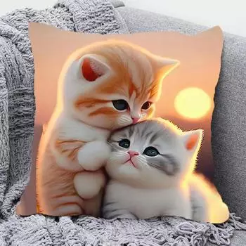 Подушка с мультяшным котом, милый котенок, милый питомец, та же подушка, подушка на спинку для гостиной, подушка на заднее сиденье, подарок на день рождения 45x45 CM