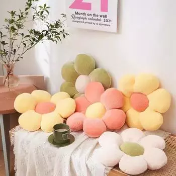 Подушка с подсолнухом 40 см для декоративных диванных подушек, кавайные подушки для сидения с цветочным принтом, мягкая плюшевая подушка для друзей, подарок, домашний декор