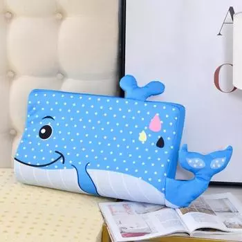 Подушка с рисунком для детей, медленный отскок, пена с эффектом памяти, в форме динозавра, собаки, слона, поддержка шеи и головы для лучшего сна, способствует здоровому образу жизни синий