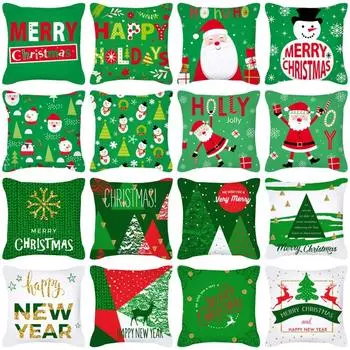 Подушка с рисунком из мультфильма «Рождественская» в виде квадратной подушки в подарок на праздник, в комплект не входит наполнитель подушки Peach skin material