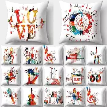 Подушка с рисунком музыкального инструмента, наволочка, подушка, декоративная подушка для дивана 40x40cm