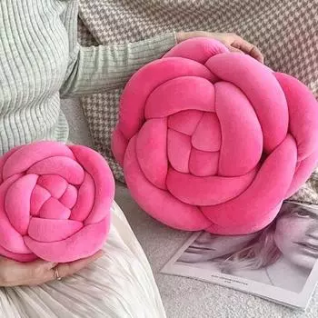 Подушка с розовым узлом, декоративные подушки в форме цветка, мягкие плюшевые подушки для сидений, подушки для стульев из бархата ручной работы 28x28x13cm белый