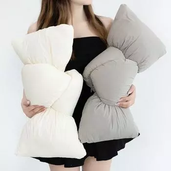 Подушка с узлом, мягкая на ощупь, однотонная, в форме банта, для спальни, гостиной, автомобиля светло-серый