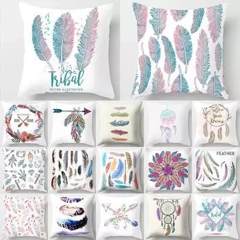 Подушка с узором «Ловец снов» с перьями, чехол для автомобиля, домашний диван-кровать 40x40cm