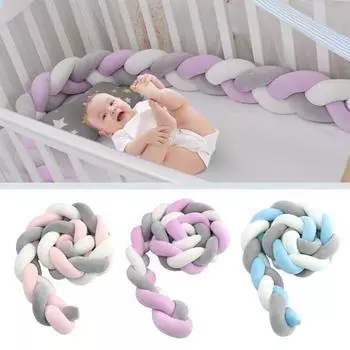 Подушка-шар с узлом, плетеный бампер для детской кроватки, европейский вязаный чехол для детской кроватки 1M белый/фиолетовый