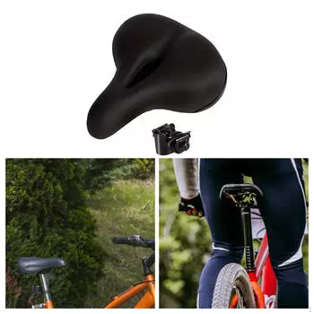 Подушка сиденья велосипеда Мягкая широкая противоскользящая удобная водонепроницаемая универсальная прочная чёрный