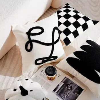 Подушка со скрытой молнией, наполнитель из полипропилена и хлопка, контрастный цвет, офисный диван