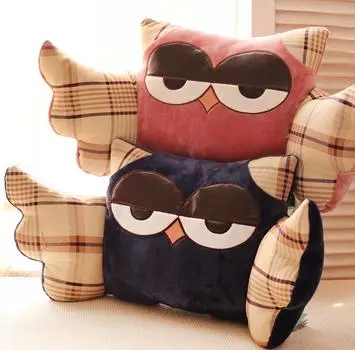 Подушка-сова с плюшевой подушкой для талии / Подушка-сова с большими крыльями / Подушка для поясницы для автомобилей / Принадлежности для салона автомобиля 55CM чёрный