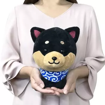 Подушка-талисман для путешествий Mameshiba, милая жевательная пушистая собака, сиба-ину, Mameshiba Healing (Черный Куромамэ/Размер L)