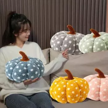 Подушка-тыква в стиле Хэллоуина, эластичная, полностью заполняющая, в форме тыквы, плюшевая игрушка, диван серый