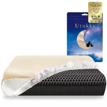 Подушка Utukky Silk Stretchable on Silk Pillow Шелковая подушка 43 x 63 Совместима с широким спектром Мгновенное облегчение сна Антибактериальное и против запаха