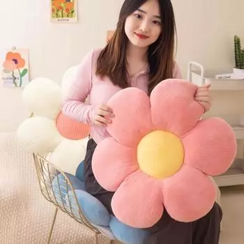 Подушка в форме цветка эластичная 3 цвета в наличии бархатная ткань PP хлопок наполнитель поддерживающий 50cm розовый