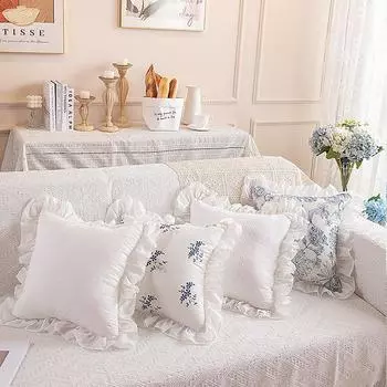 Подушка в скандинавском стиле с рюшами для спальни, прикроватная тумбочка для гостиной, диван, водостойкий хлопковый набор подушек с вышивкой и цветами 30*50