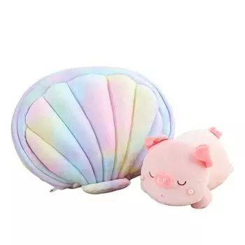 Подушка в виде плюшевой свиньи, мягкая игрушка в виде свиньи в ракушке, мягкая подушка в виде свиньи для кровати, гостиной, дивана, декора, подарков на день рождения розовый