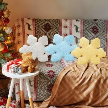 Подушка в виде снежинки эластичная полностью наполняющая детская плюшевая игрушка праздничный домашний декор акцент диван-кровать жёлтый