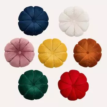 Подушка Wind Pillow Dutch Velvet Pumpkin Cushion Однотонная плиссированная подушка ручной работы для офисного кресла Подушка для эркера 45x45cm красный