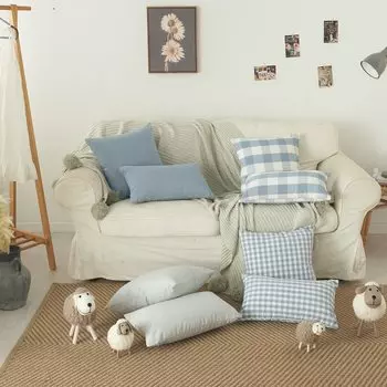 Подушка YunJeude 45 x 45 Клетчатая геометрическая декоративная подушка для дивана, набор из 4 подушек x 45 Чехол, см, Узор, Милый, Двусторонний, Мягкий,