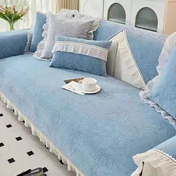 Подушки для дивана из французского винтажного шенилла Four Seasons, удобные мягкие универсальные чехлы для дивана, противоскользящие однотонные подушки для сидения 70x70