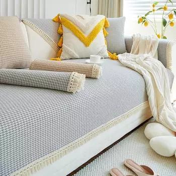 Подушки для дивана из хлопка и льна на все времена года, нескользящие подушки, простой современный льняной чехол для дивана, полотенце для спинки и покрывало 70*70cm
