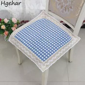 Подушки для дома Four Seasons, мягкие накладки на стулья для столовой, квадратная клетчатая пасторальная подушка для сидения, тонкая подушка для сидения в офисе и классе 40x40cm зелёный