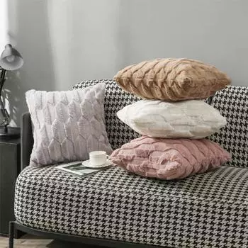 Подушки для дома в скандинавском стиле, двухсторонняя однотонная плюшевая наволочка для диванной подушки, в комплект не входит наполнитель подушки 45*45cm