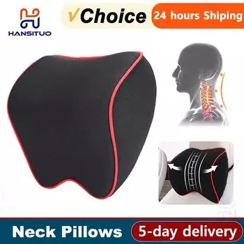 Подушки для шеи из пены с эффектом памяти, дышащие подголовники для автомобиля, подставка для сиденья, регулируемые подушки для снятия боли, аксессуары для интерьера чёрный