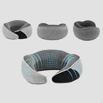 Подушки для шеи из пены с эффектом памяти, удобные для полета в поезде, самолете, автомобиле, дома Light Gray