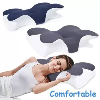 Подушки из пены с эффектом памяти в форме бабочки, расслабляющая шейная подушка с медленным отскоком для шеи, облегчение боли, ортопедическая подушка для сна, постельное белье серый