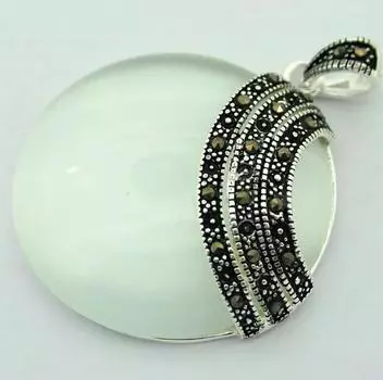 ПОДВЕСКА НАТУРАЛЬНЫЕ ПРОЗРАЧНЫЕ БЕЛЫЕ ОПАЛЫ МАРКАЗИТ 35X35мм