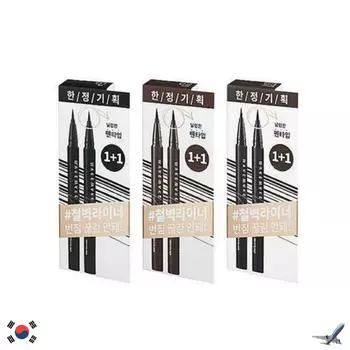 ПОДВОДКА ДЛЯ ГЛАЗ WAKEMAKE ANY PROOF PEN 3 ЦВЕТА 1+1 чёрный