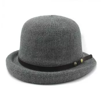 Подвернутая кожаная пряжка с дышащей шляпой для бассейна, женская уличная шляпа с небольшим солнцезащитным козырьком, теплая шляпа от солнца M56-58cm коричневый