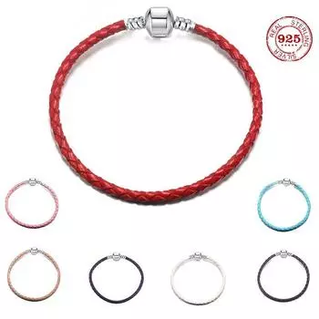 Подвеска 3 мм подходит для европейских пар, мужчин и женщин, детские подвески, оригинальный кожаный браслет, ювелирные изделия, женский модный подарок 18cm красный