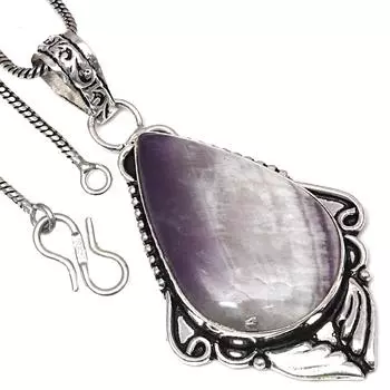 Подвеска аметист кружевной агат драгоценный камень ручная работа старинное серебряное ювелирное изделие 2.25