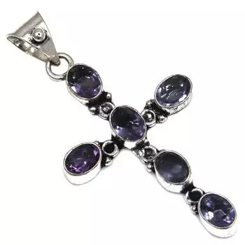 Подвеска Аметист Кварц Драгоценный Камень Подарок Для Нее Серебряные Украшения 2.25