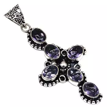 Подвеска Аметист Кварц Драгоценный Камень Подарок Для Нее Серебряные Украшения 2.25