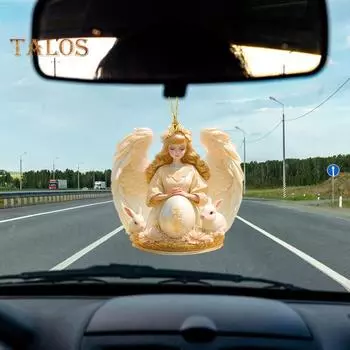 Подвеска Angel Bunny для автомобиля, 2D, плоский акриловый подвесной аксессуар для зеркала заднего вида автомобиля, окон, сумок, ключей A