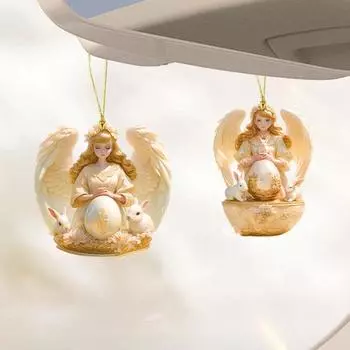 Подвеска Angel Bunny для автомобиля, 2D, плоский акриловый подвесной аксессуар для зеркала заднего вида автомобиля, окон, сумок, ключей A