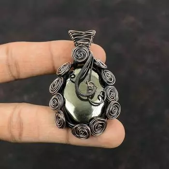 Подвеска Apache Pyrite, подвеска из медной проволоки, драгоценный камень, медные украшения, элегантный кулон, подарок для мамы, подвеска из проволоки, подвеска ручной работы