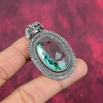 Подвеска Aqua Apatite, кулон из стерлингового серебра 925 пробы, ювелирные изделия ручной работы с драгоценными камнями, подарки для жены, абсолютно новый кулон 2.07 Inches зелёный