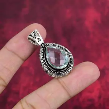 Подвеска Aqua Apatite, кулон из стерлингового серебра 925 пробы, ювелирные изделия ручной работы с драгоценными камнями, подарки для жены, абсолютно новый кулон 1.57 Inches синий