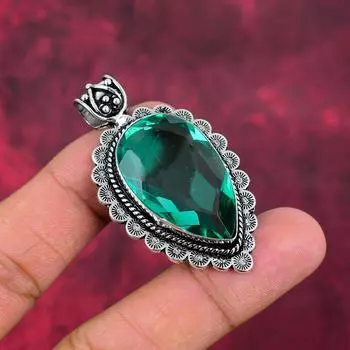 Подвеска Aqua Apatite, кулон из стерлингового серебра 925 пробы, ювелирные изделия ручной работы с драгоценными камнями, подарки для жены, абсолютно новый кулон 2.20 Inches зелёный