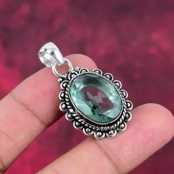 Подвеска Aqua Apatite, кулон из стерлингового серебра 925 пробы, ювелирные изделия ручной работы с драгоценными камнями, подарки для жены, абсолютно новый кулон 1.65 Inches зелёный