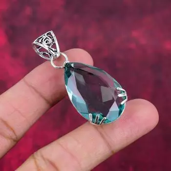 Подвеска Aqua Apatite, кулон из стерлингового серебра 925 пробы, ювелирные изделия ручной работы с драгоценными камнями, подарки для жены, абсолютно новый кулон 2.08 Inches синий