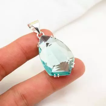 Подвеска Aqua Apatite, кулон из стерлингового серебра 925 пробы, ювелирные изделия ручной работы с драгоценными камнями, подарки для жены, абсолютно новый кулон 2.67 Inches синий