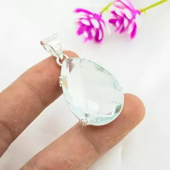 Подвеска Aqua Apatite, кулон из стерлингового серебра 925 пробы, ювелирные изделия ручной работы с драгоценными камнями, подарки для жены, абсолютно новый кулон 1.73 Inches зелёный