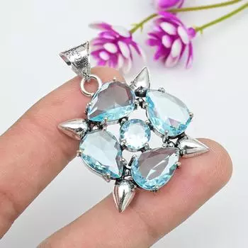 Подвеска Aqua Apatite, кулон из стерлингового серебра 925 пробы, ювелирные изделия ручной работы с драгоценными камнями, подарки для жены, абсолютно новый кулон