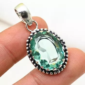 Подвеска Aqua Apatite, ювелирные изделия из цельного серебра 925 пробы с драгоценными камнями, подвеска ручной работы, на День памяти 1.45 Inches зелёный