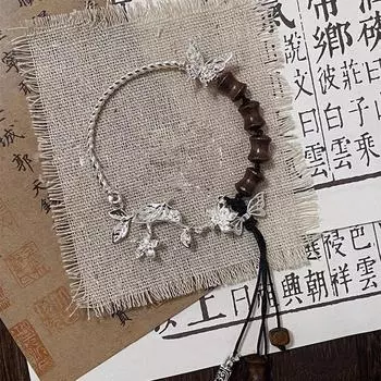 Подвеска-бабочка, браслет из бамбукового соединения с бусинами для женщин и девочек, изысканный регулируемый браслет, ювелирные изделия, аксессуары, подарки